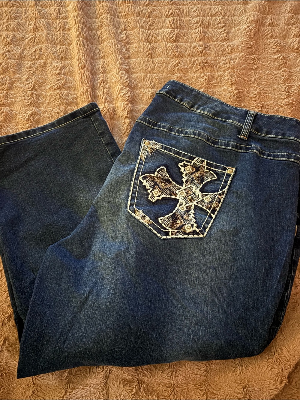 Cato Dark Blue Jeans with Embroidered Cross Pocket